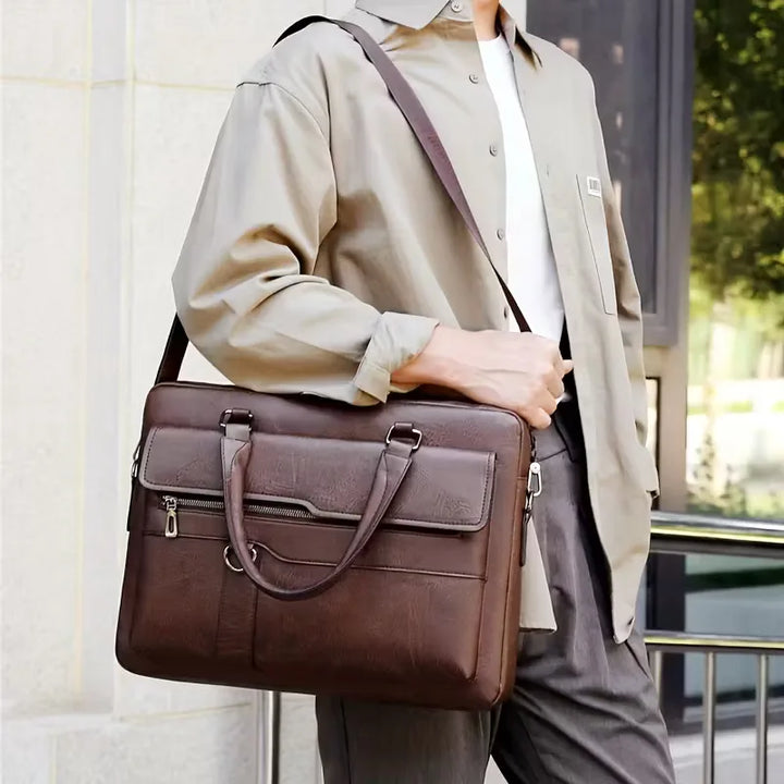 Borsa da uomo per computer portatile con finitura strutturata – grande capacità