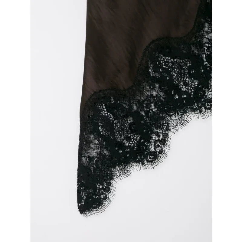 Asymmetrisches Damenkleid aus Spitze und Satin – Elegantes Unisex-Design