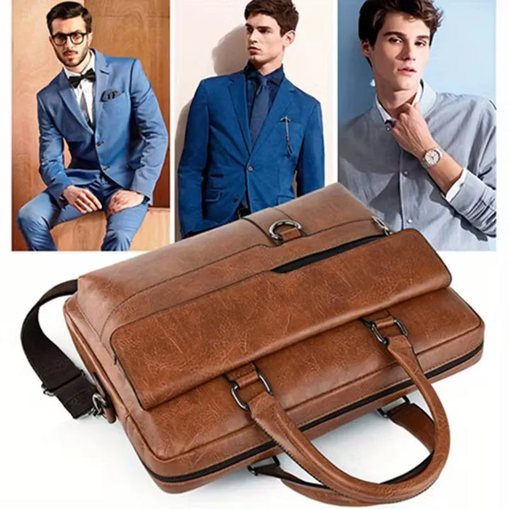 Borsa da uomo per computer portatile con finitura strutturata – grande capacità