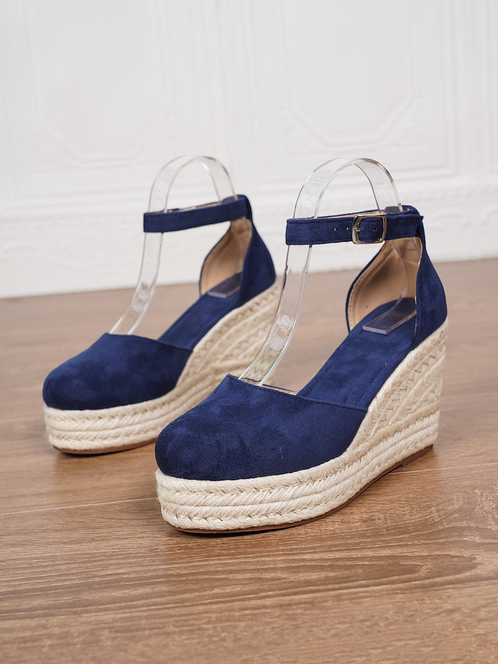 Damen-Plateau-Sandalen aus Wildleder – Knöchelriemen