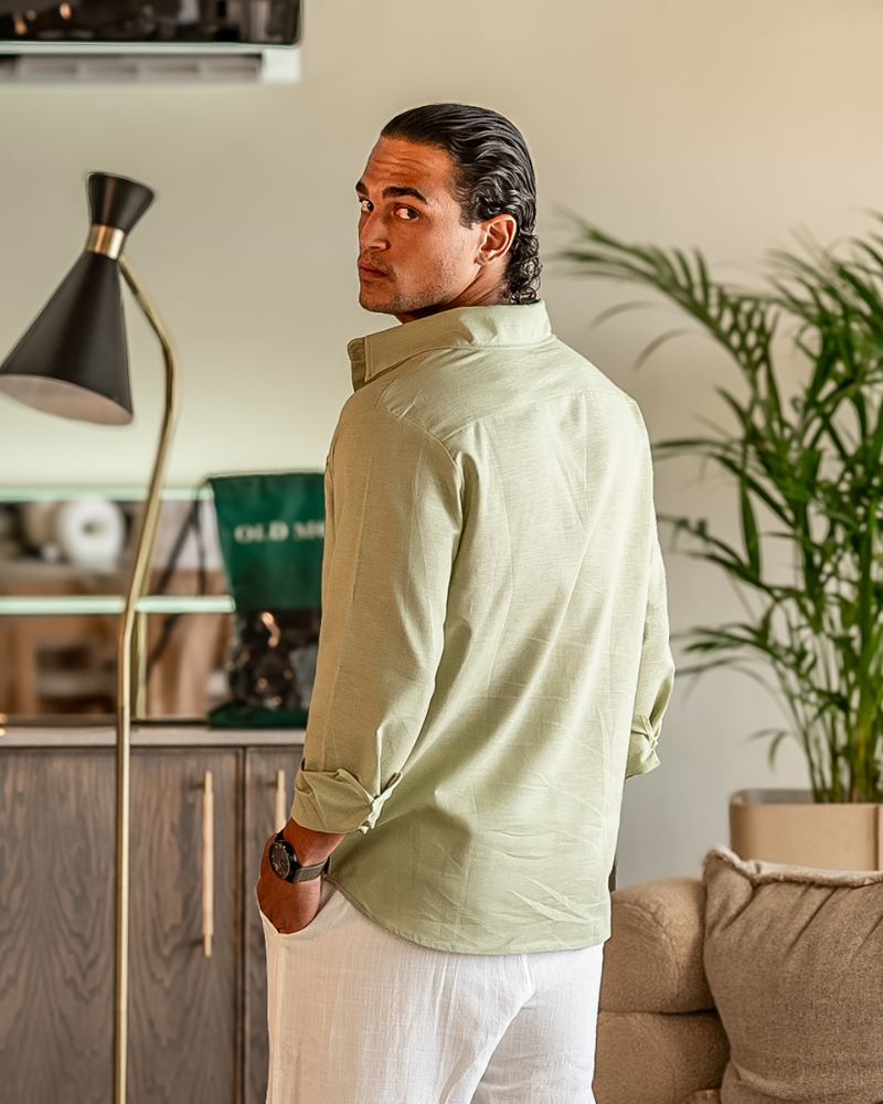 Herrenhemd aus Leinen – Lockerer Schnitt, Langarm