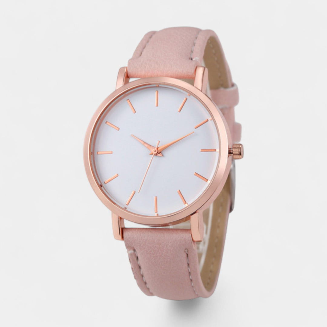 Claire Mode | Damen minimalistische Quarzuhr mit Lederarmband