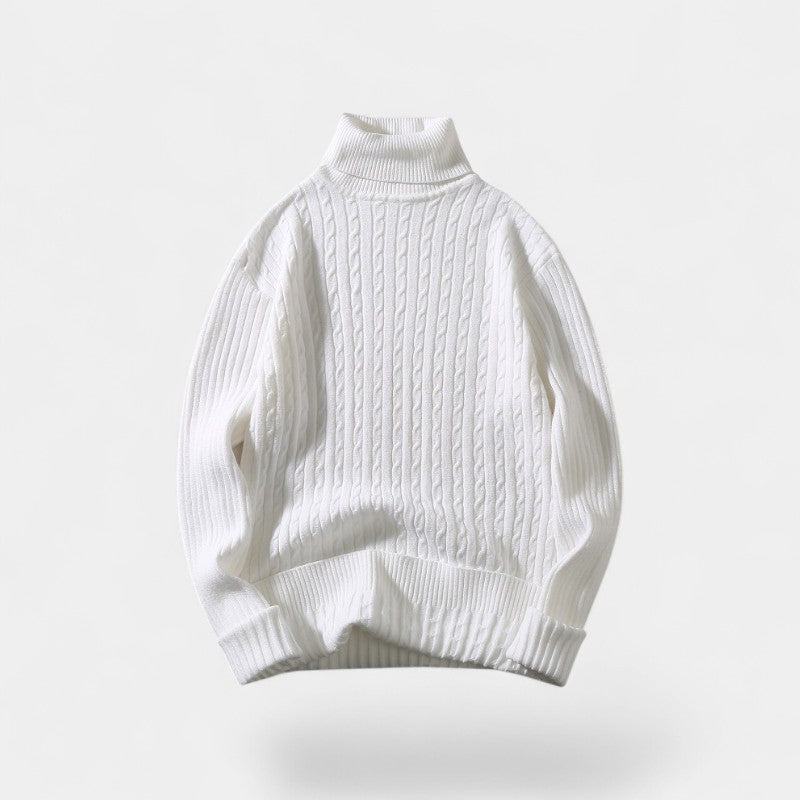 Herren Rollkragenpullover – elegante Zopfmuster