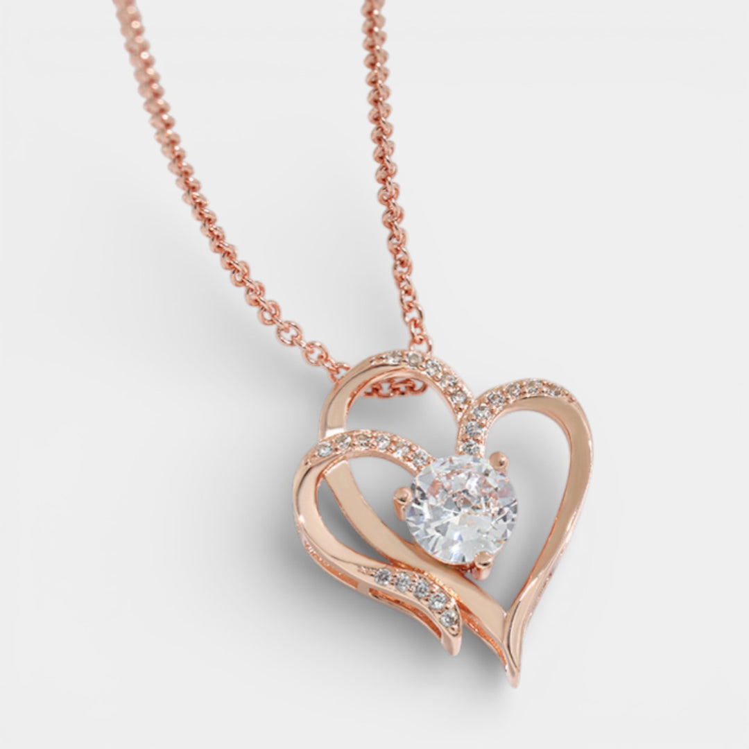 Claire Mode | Collana con pendente doppio cuore incastonato di strass donna