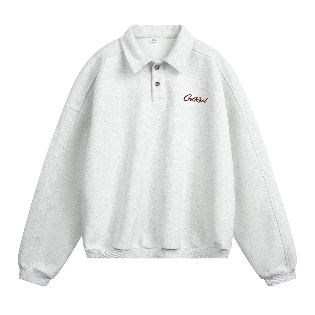 Felpa uomo con collo camicia in cotone – Bottoni maniche lunghe