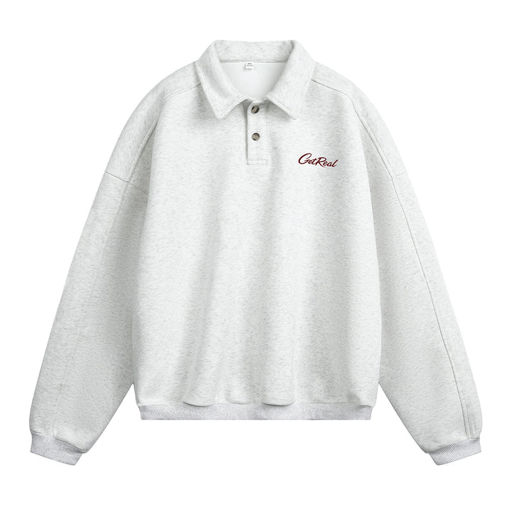 Felpa uomo con collo camicia in cotone – Bottoni maniche lunghe