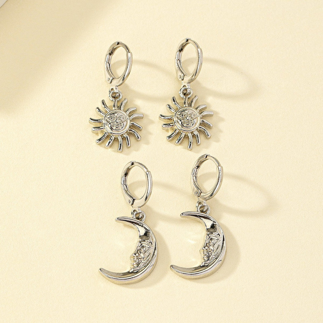 Orecchini Sole Luna per Donna – Set di Cerchi Incisi
