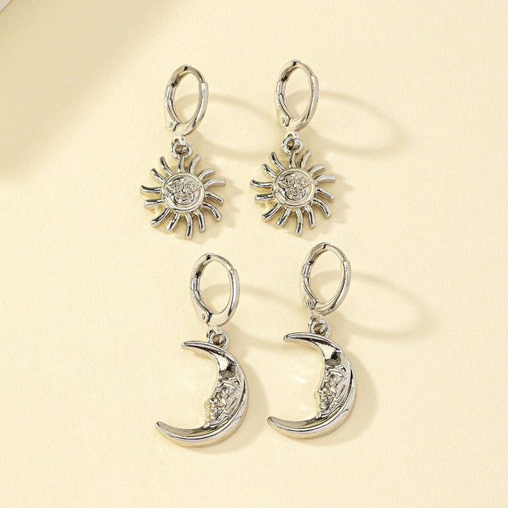 Orecchini Sole Luna per Donna – Set di Cerchi Incisi