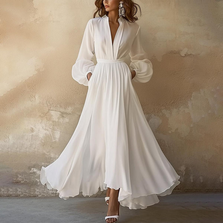 Abito lungo maniche lunghe donna – scollo a V