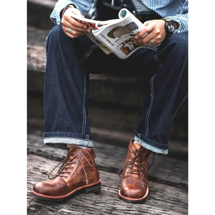Herren-Schnürstiefeletten – Strukturierter Schaft mit geprägten Details