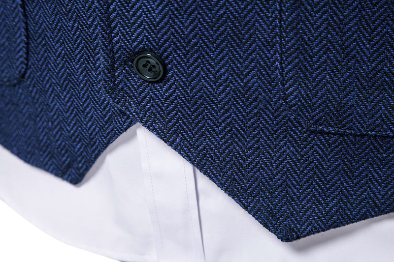 Herren Baumwollweste mit Chevron-Muster – Figurbetonter Schnitt Einfache Knopfleiste