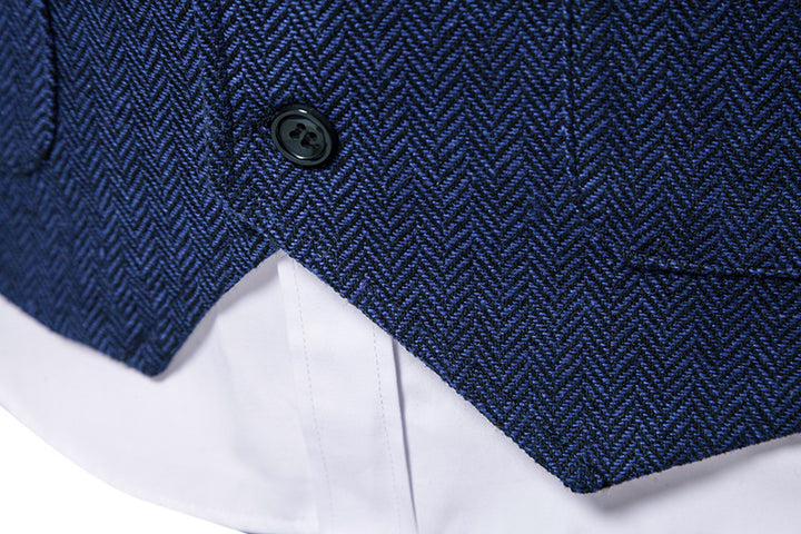 Herren Baumwollweste mit Chevron-Muster – Figurbetonter Schnitt Einfache Knopfleiste