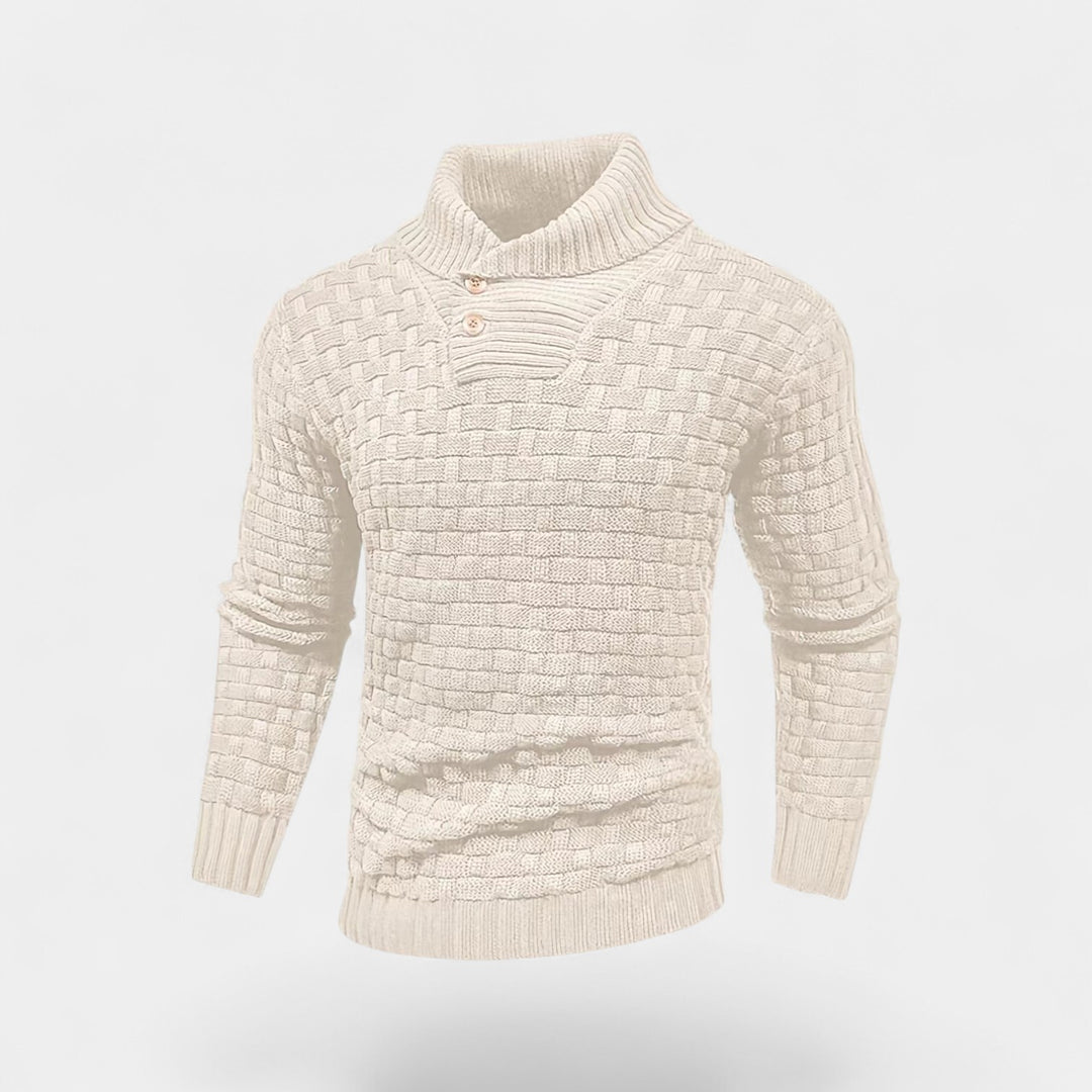 Herren Rollkragenpullover aus Baumwolle – Slim Fit mit Knopfdetail
