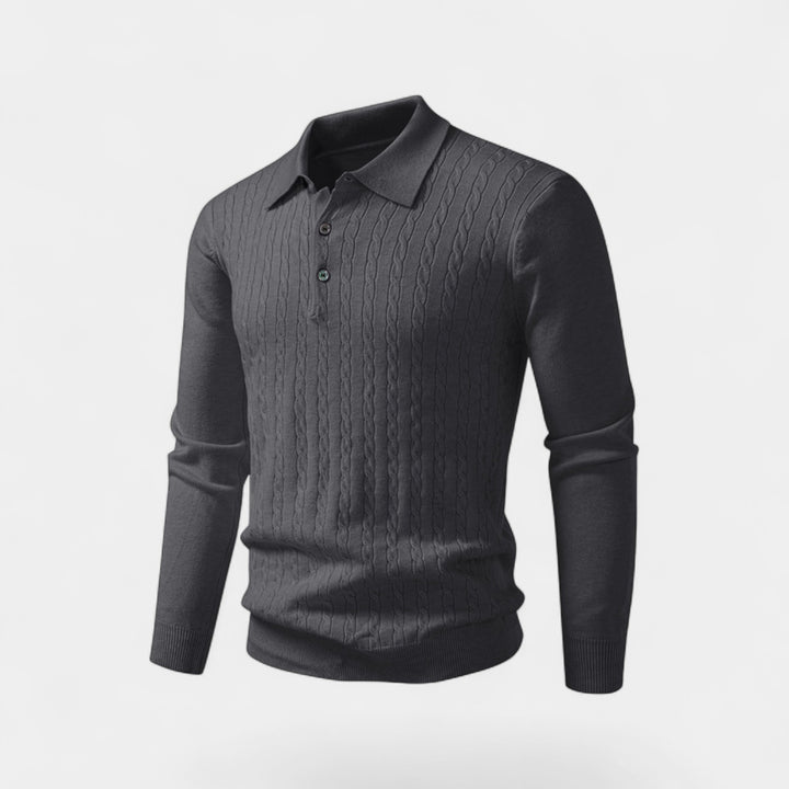 Polo uomo in maglia cotone – Eleganza a trecce