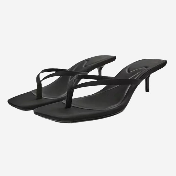 Sandales Femme à Bout Carré Talon Chaton – Fines Brides Minimalistes