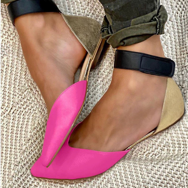 Sandali bassi da donna punta a punta – silhouette slingback a blocchi di colore