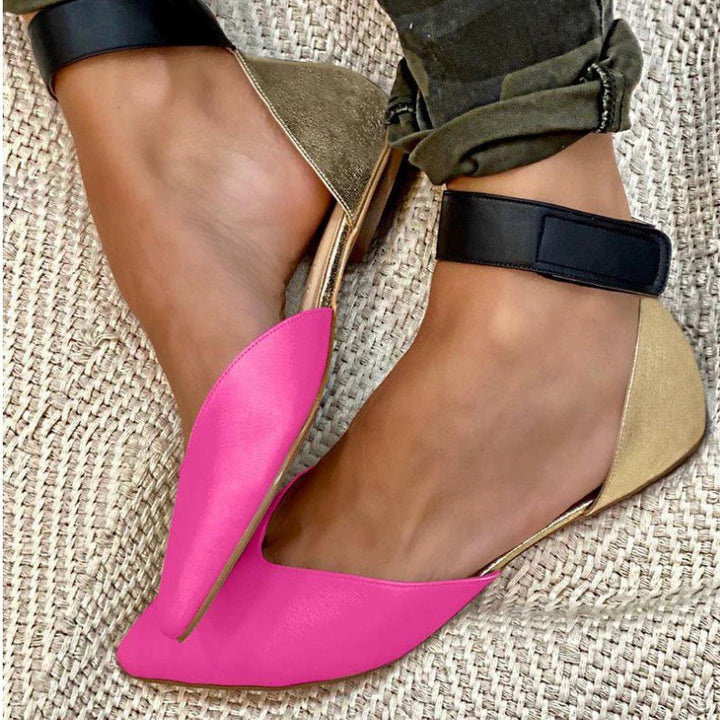 Sandali bassi da donna punta a punta – silhouette slingback a blocchi di colore