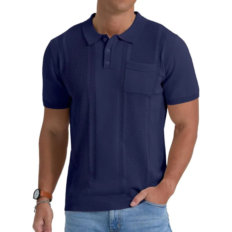 Polo Uomo in Maglia Fine – Bordini a Costine e Pannelli Testurizzati