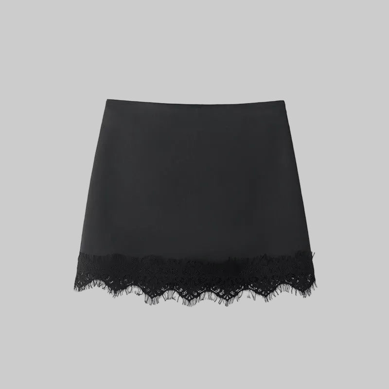 Mini Jupe Femme Taille Haute – Bordure en Dentelle Ajustée