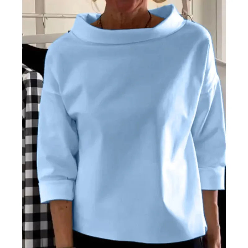 Women's Mid-Height Turtleneck Cotton Sweater – Long Sleeves