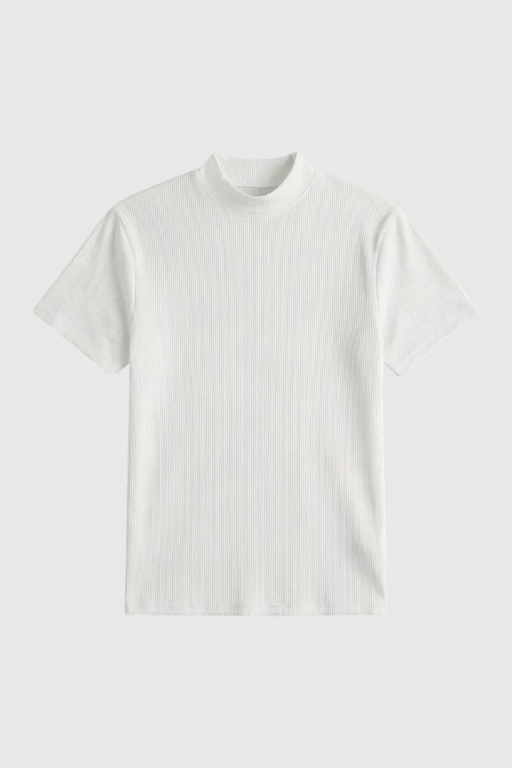 Figurbetontes Stretch-T-Shirt für Herren – Slim Fit, gerippter Kragen