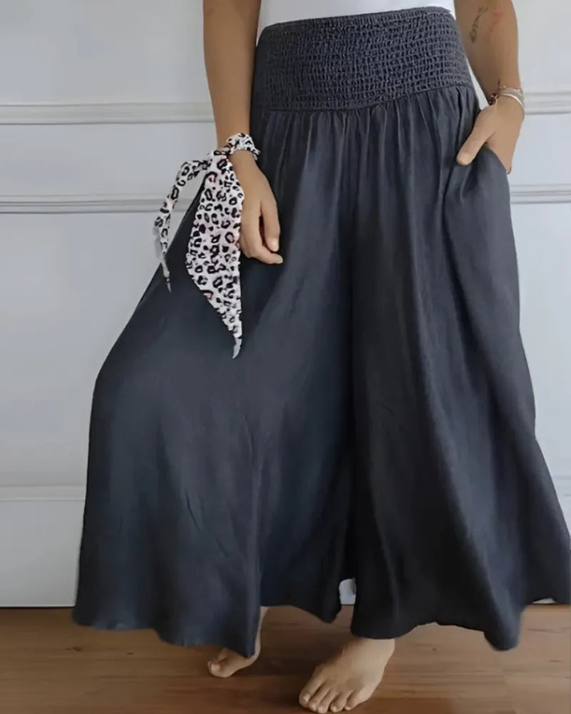 Leichte weite Damenhose – hohe Taille, weiter Schnitt
