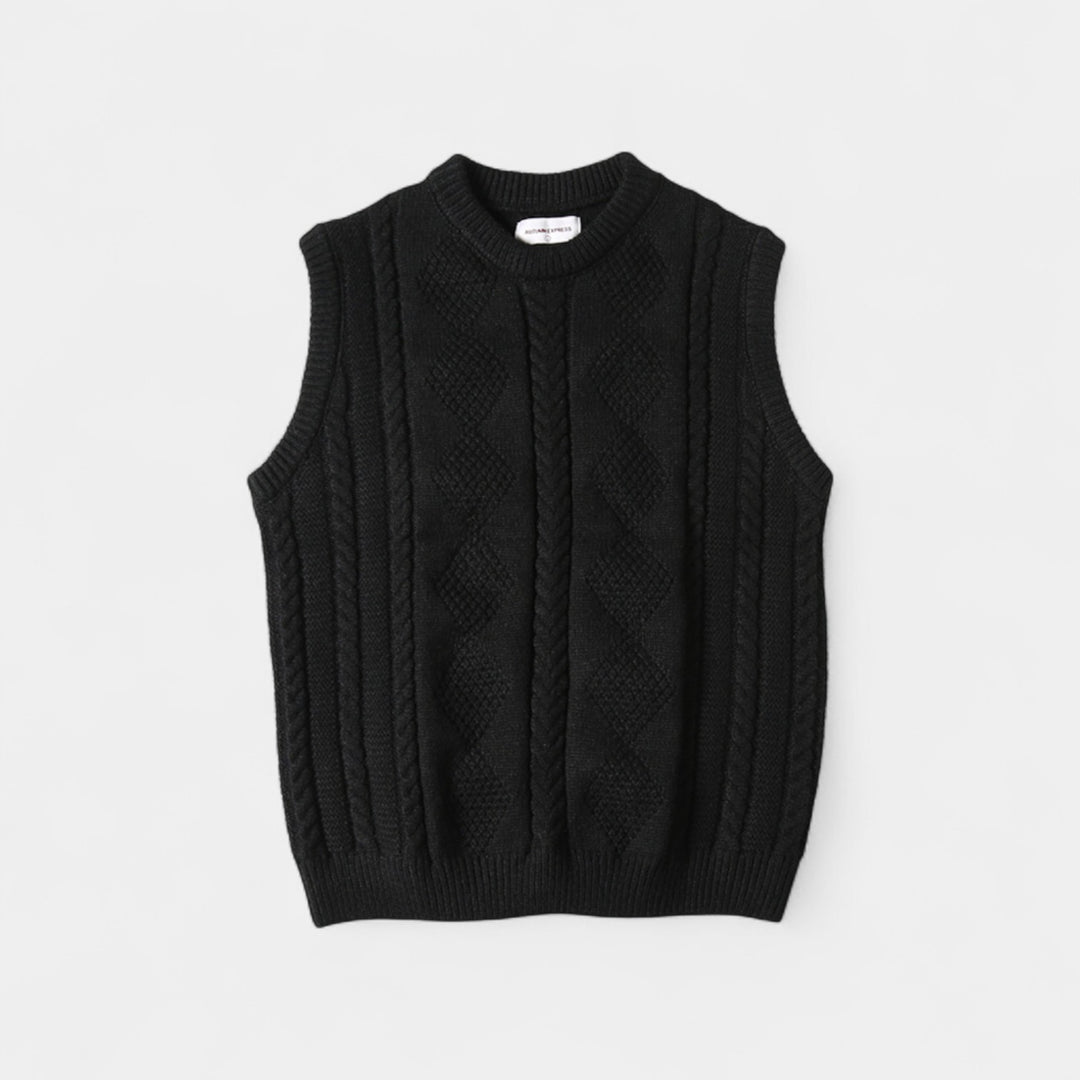 Herren Pullover mit Zopfmuster – Viertelknöpfe, raffinierte Passform