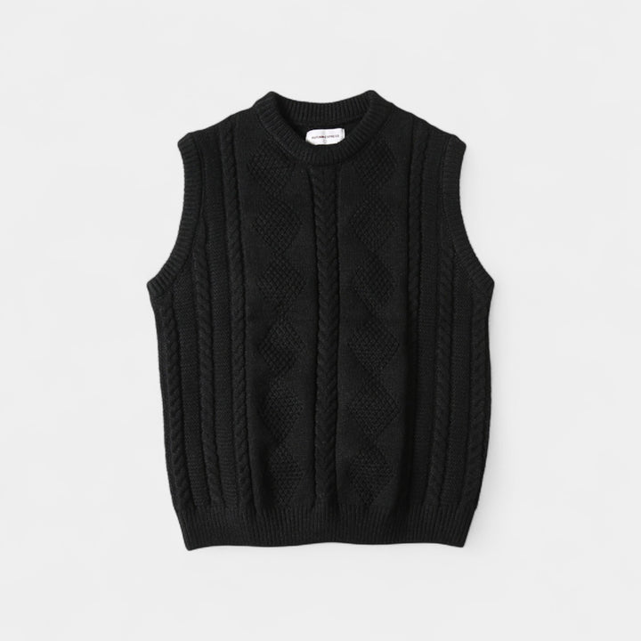 Herren Pullover mit Zopfmuster – Viertelknöpfe, raffinierte Passform
