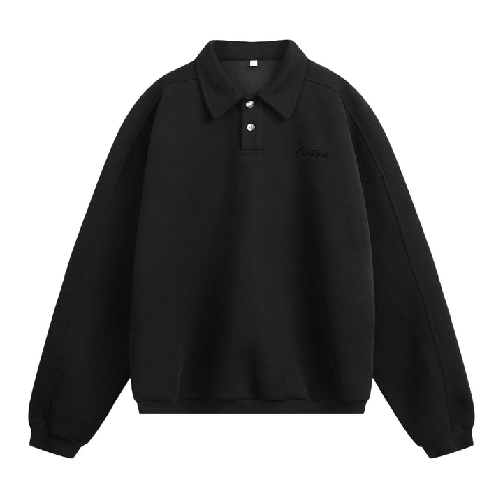 Felpa uomo con collo camicia in cotone – Bottoni maniche lunghe