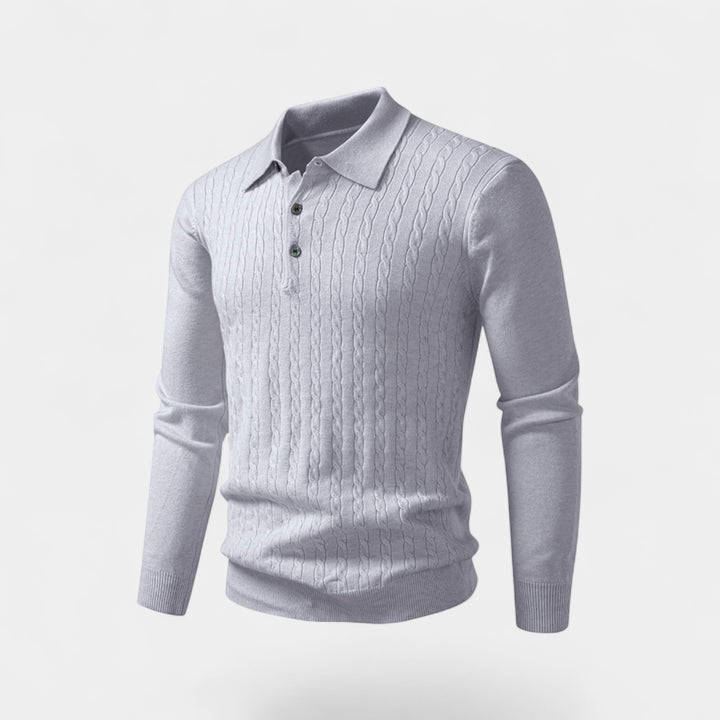 Polo uomo in maglia cotone – Eleganza a trecce
