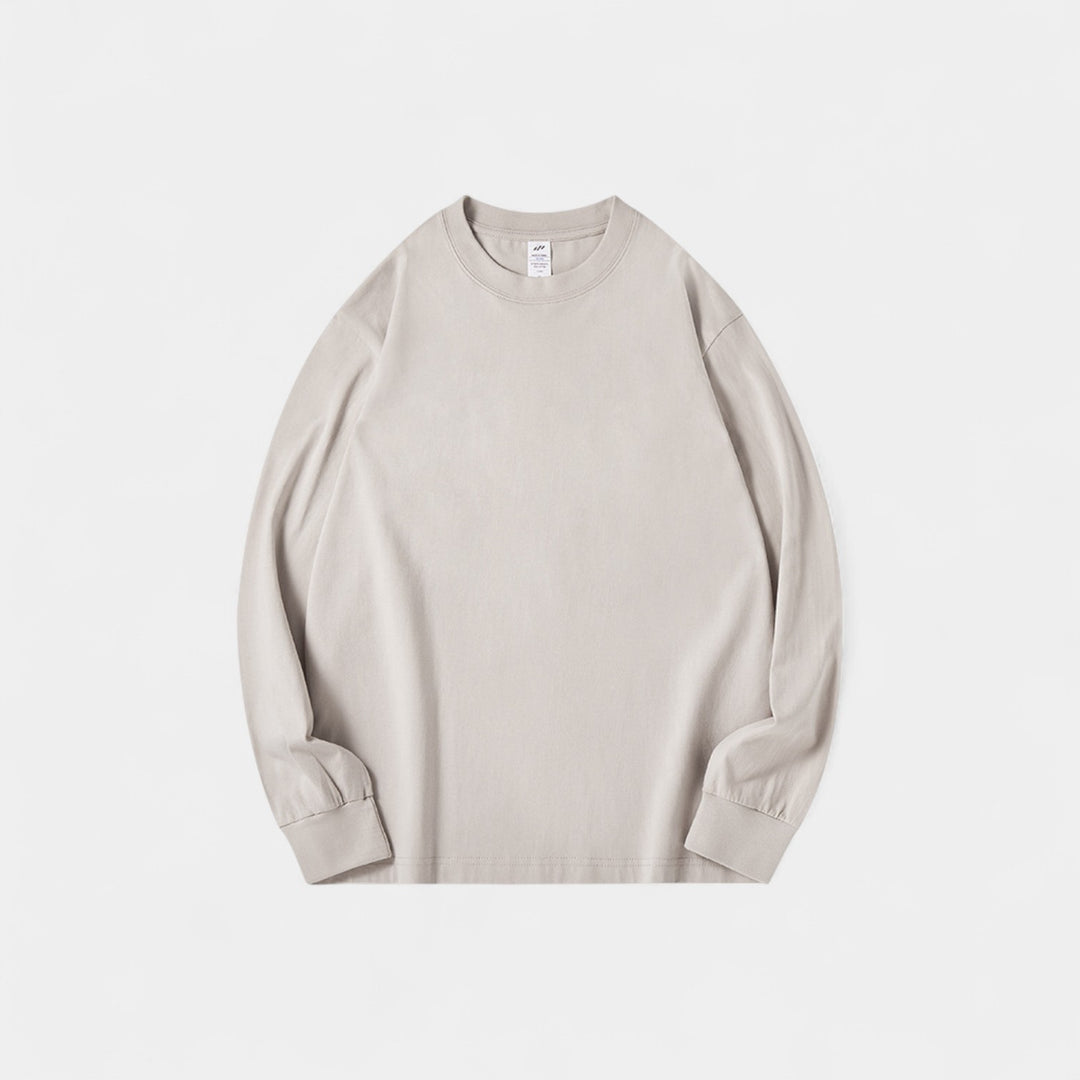Sæt med 3 herre bomuldstrøjer med rund hals – løs pasform, raffinerede, daglige basisvarer