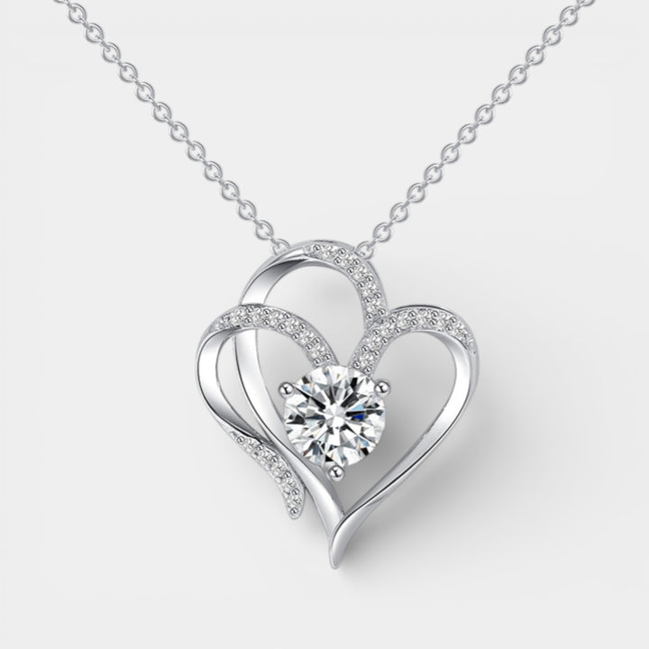 Claire Mode | Collana con pendente doppio cuore incastonato di strass donna
