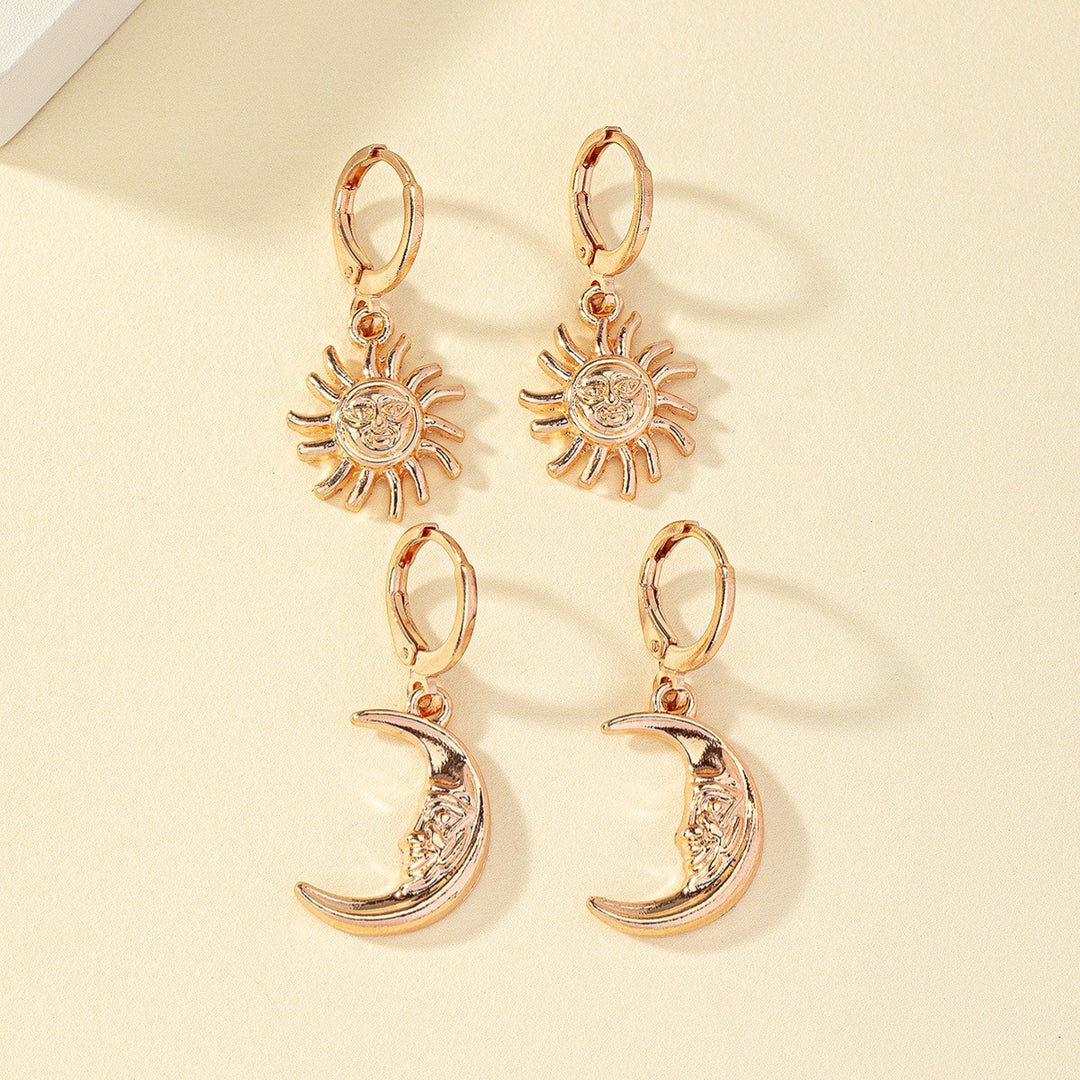 Orecchini Sole Luna per Donna – Set di Cerchi Incisi
