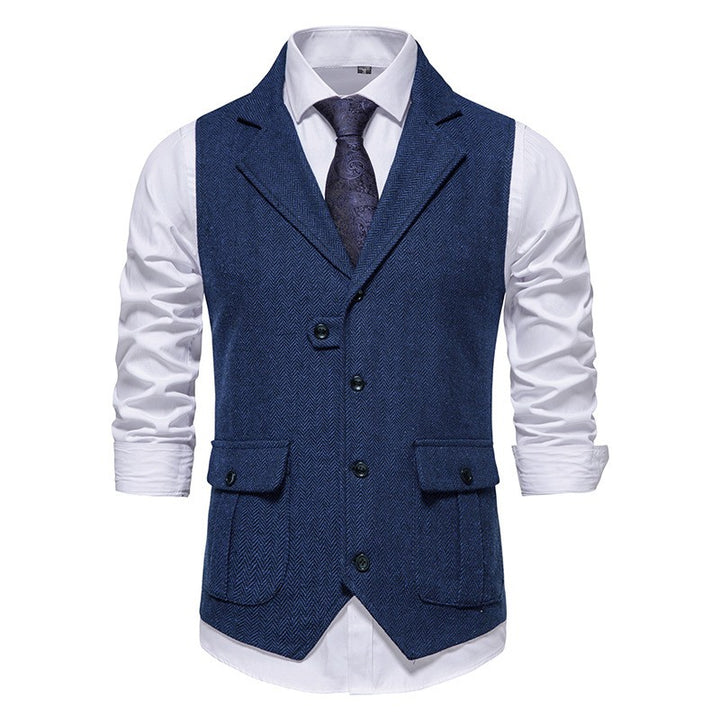 Herren Baumwollweste mit Chevron-Muster – Figurbetonter Schnitt Einfache Knopfleiste