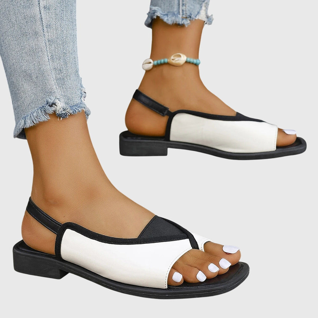 Flache Damensandalen mit quadratischer Spitze – leichter Slip-On-Stil