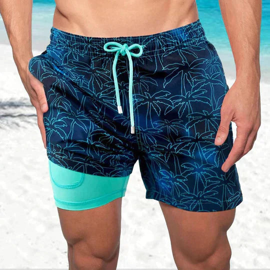 Men's Printed Swim Shorts – Adjustable Drawstring and Relaxed Fit