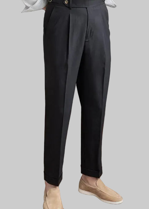 Men's High-Waisted Straight Cut Pants – Lightweight and Breathable