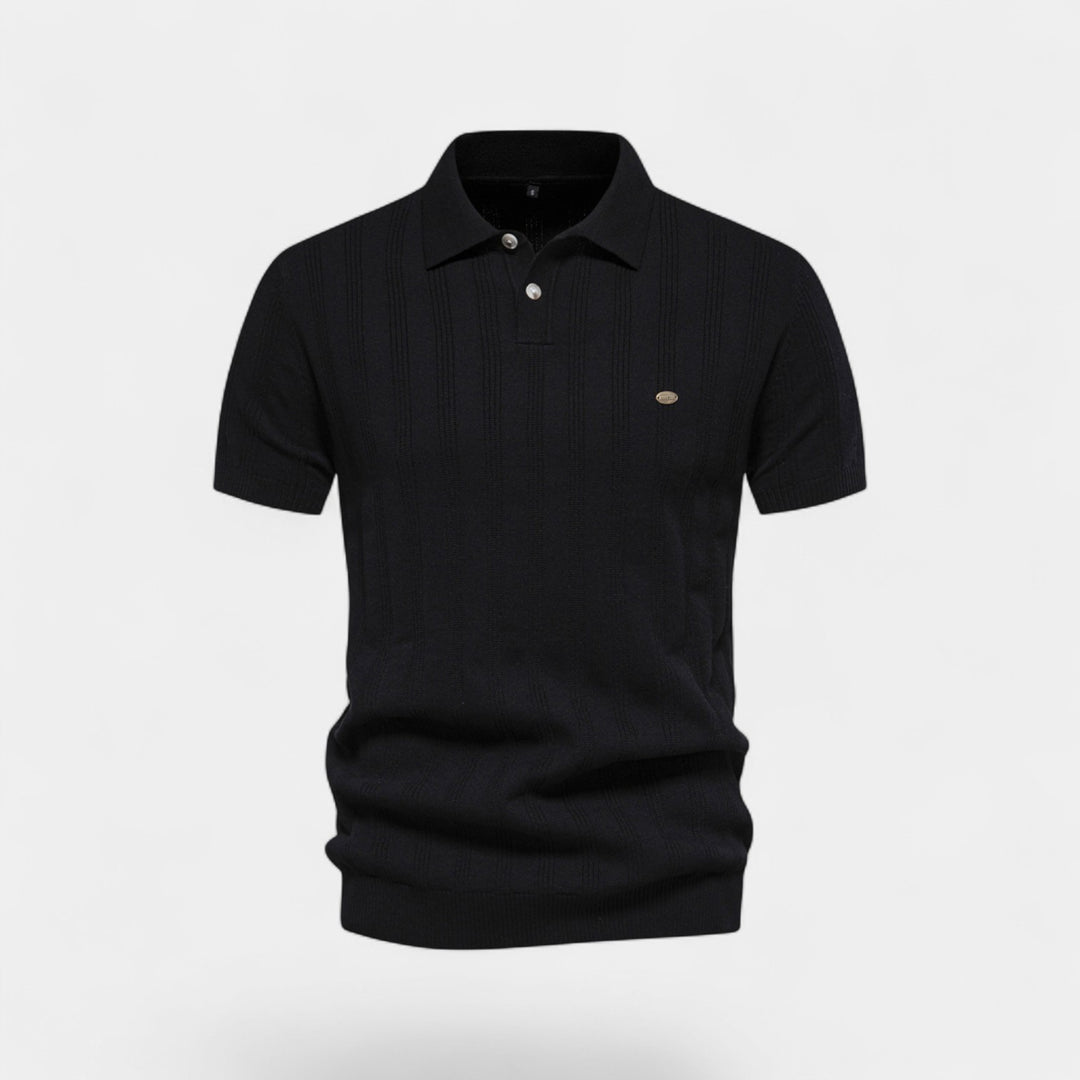 Herren-Polo aus Viskosestrick – kurzärmeliges Polo mit Knopfleiste