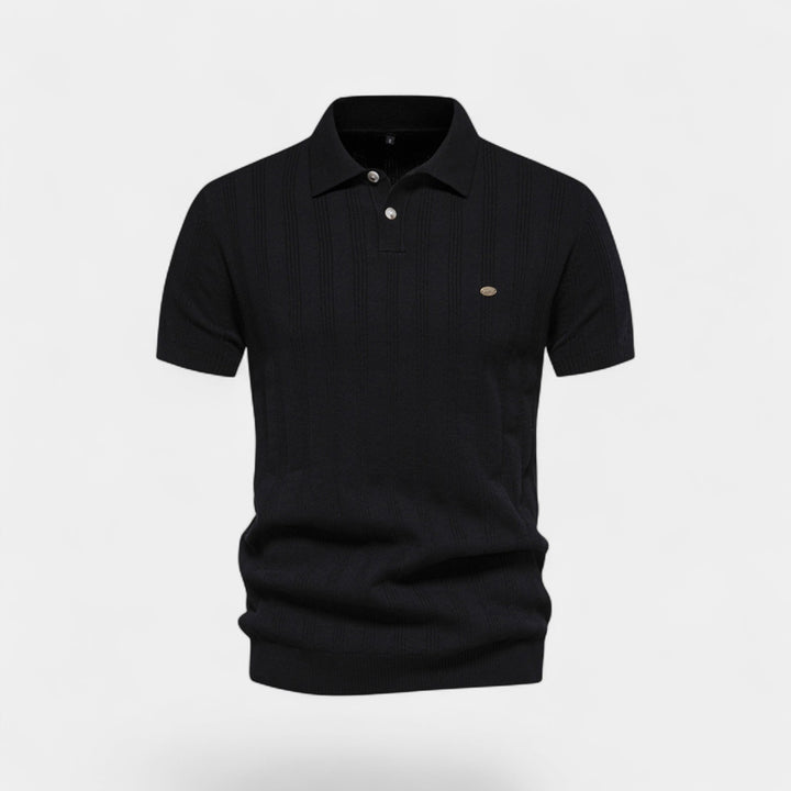 Herren-Polo aus Viskosestrick – kurzärmeliges Polo mit Knopfleiste