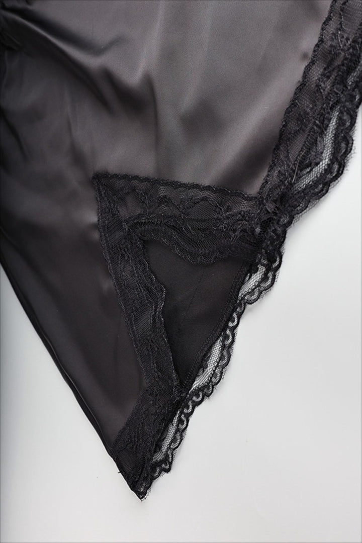 Mini Jupe Femme en Tissu Léger – Ourlet en Dentelle &amp; Fente Latérale