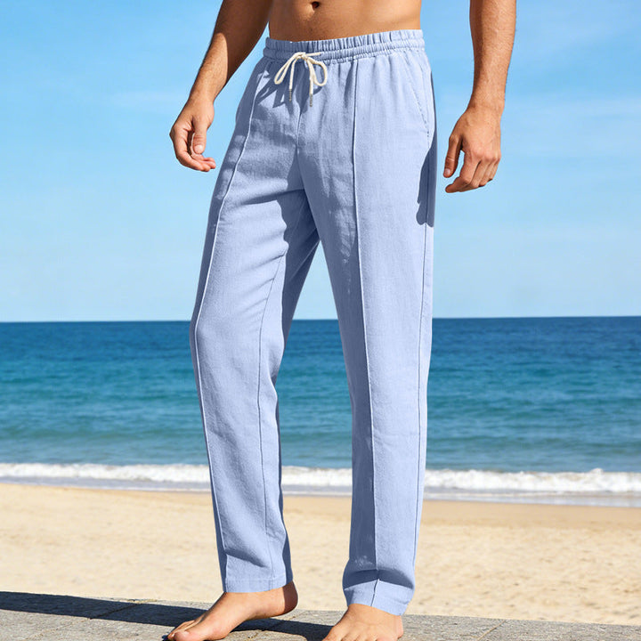 Herren Relaxhose aus Leinen – Gerade Passform mit Elastischem Bund