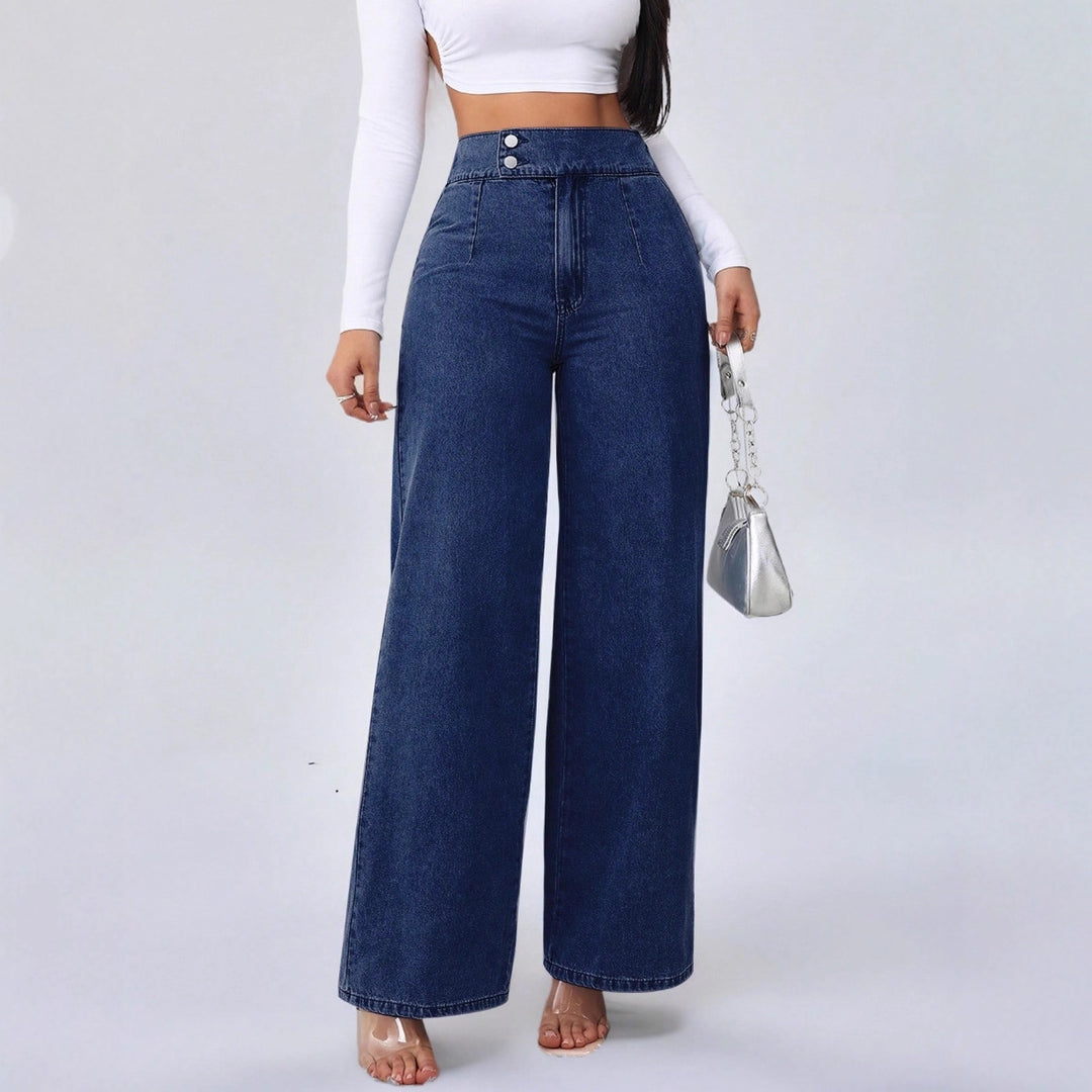 Damenjeans mit hoher Taille und weitem Bein – Retro-Schnitt