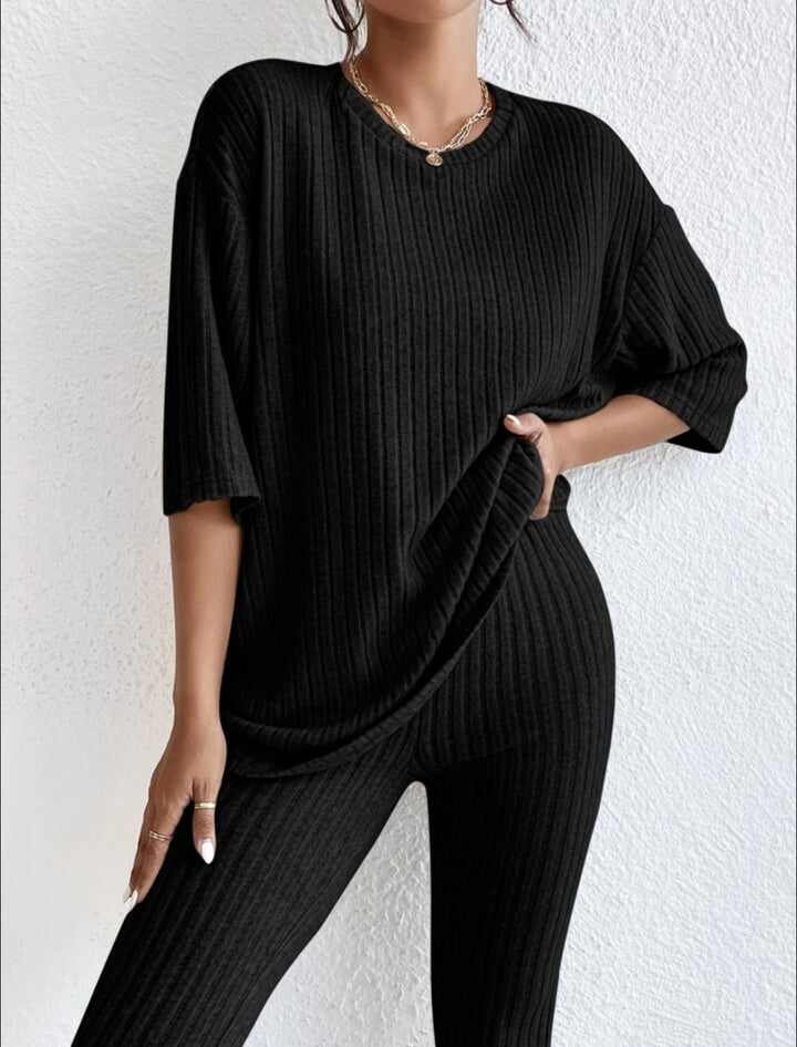 Lounge-Set aus Baumwolle für Damen – Gerippt, lässige Passform