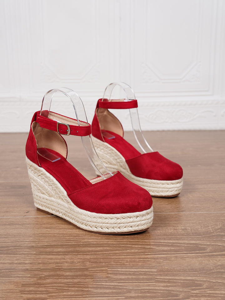 Damen-Plateau-Sandalen aus Wildleder – Knöchelriemen