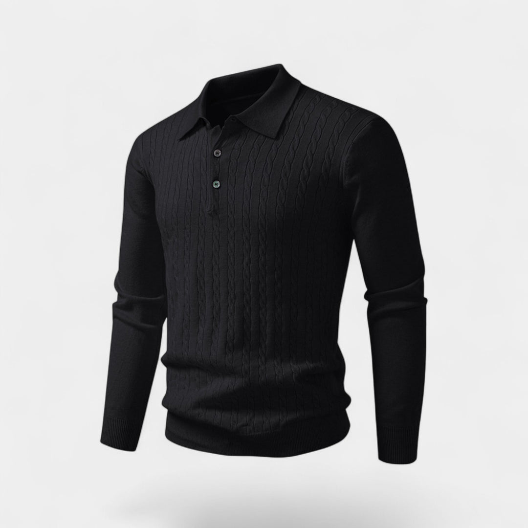 Polo uomo in maglia cotone – Eleganza a trecce