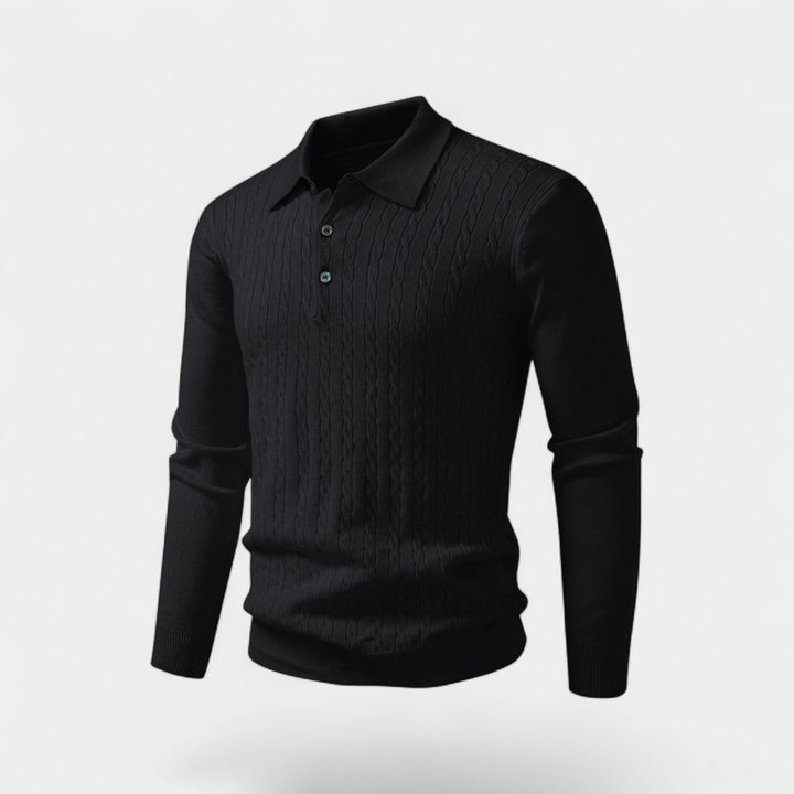 Polo uomo in maglia cotone – Eleganza a trecce
