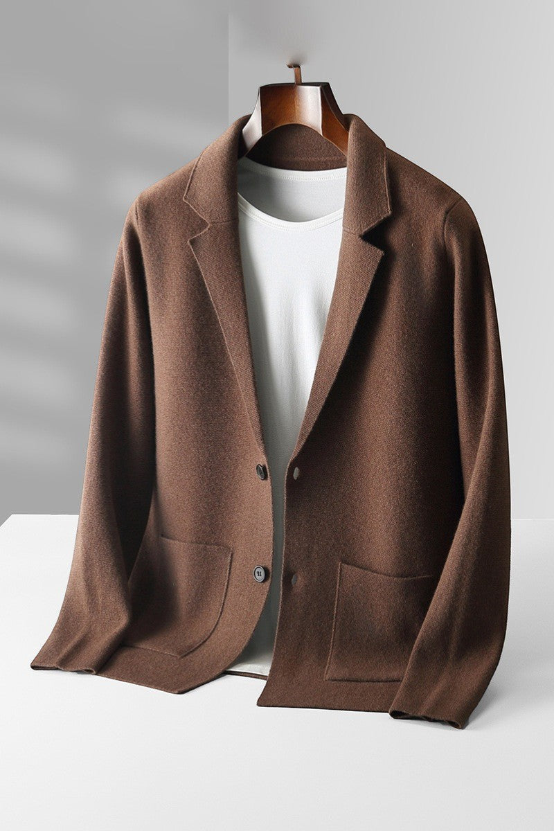 Herren Cardigan aus mercerisierter Baumwolle mit V-Ausschnitt – taillierte, legere Passform