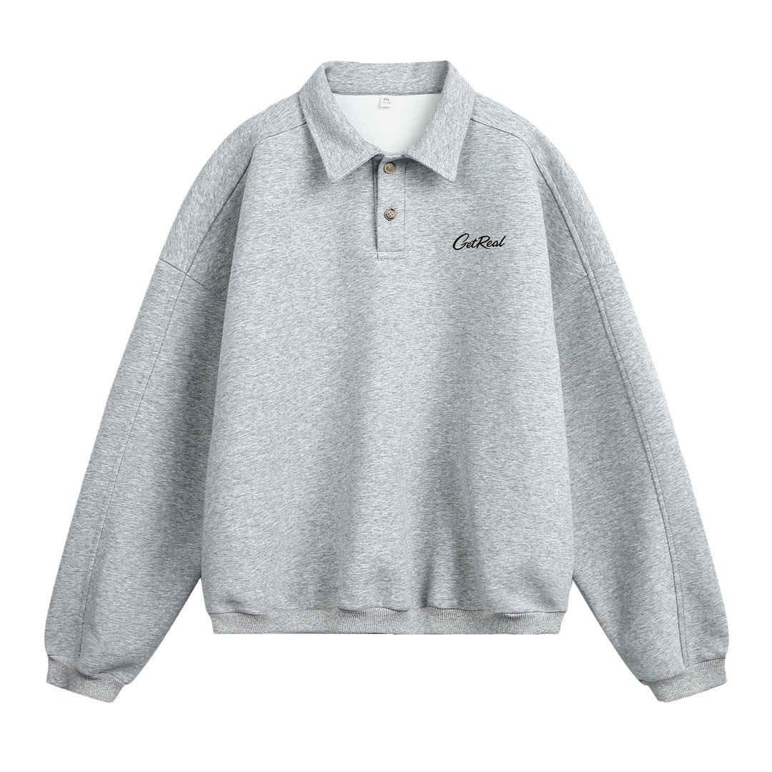 Felpa uomo con collo camicia in cotone – Bottoni maniche lunghe