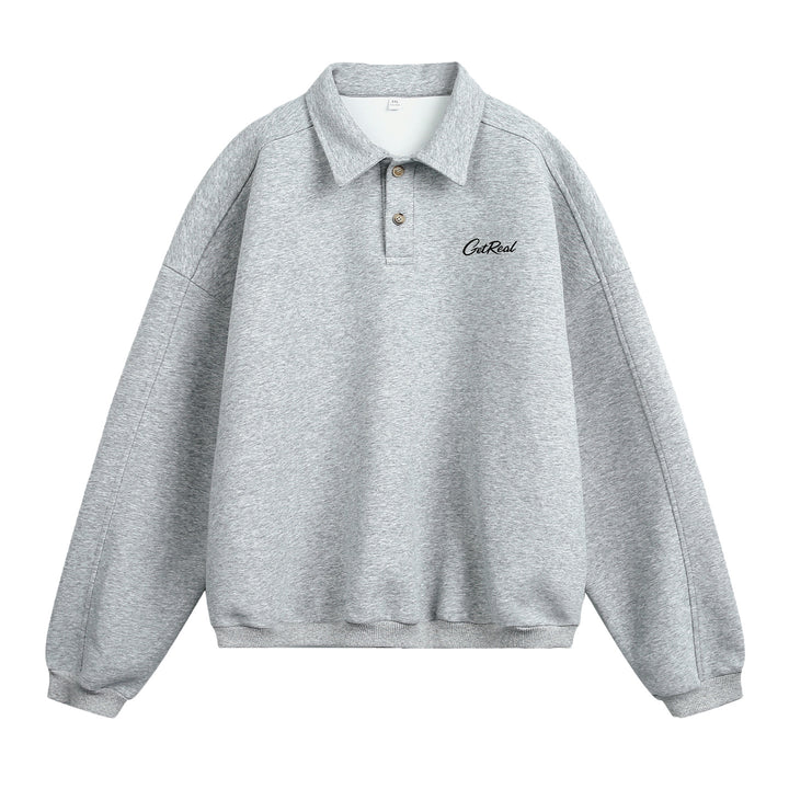 Felpa uomo con collo camicia in cotone – Bottoni maniche lunghe