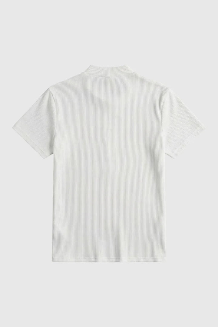 Figurbetontes Stretch-T-Shirt für Herren – Slim Fit, gerippter Kragen